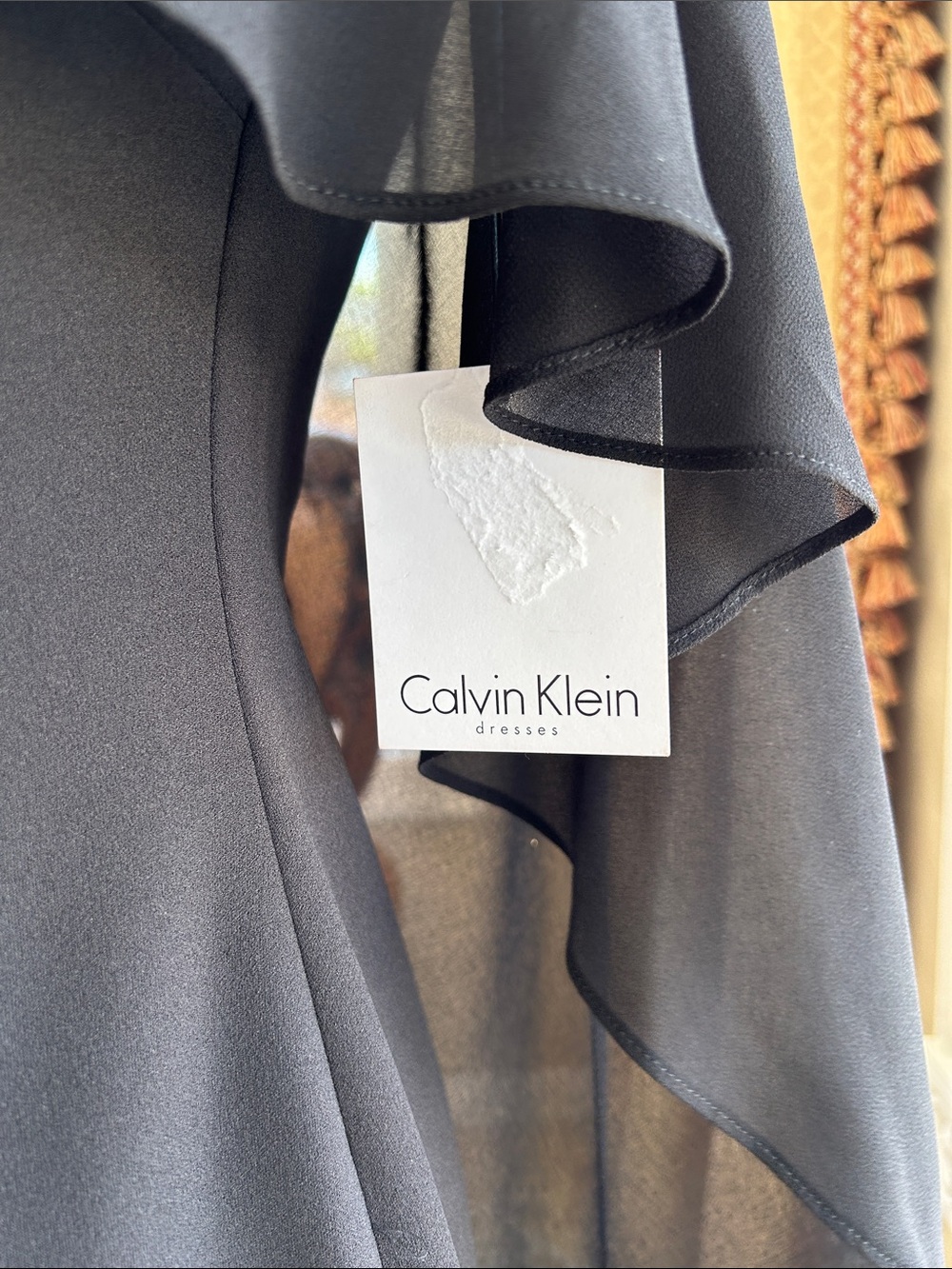 Calvin Klein Black Midi Sheath Dress with Cape Overlay - Picture 7 of 7